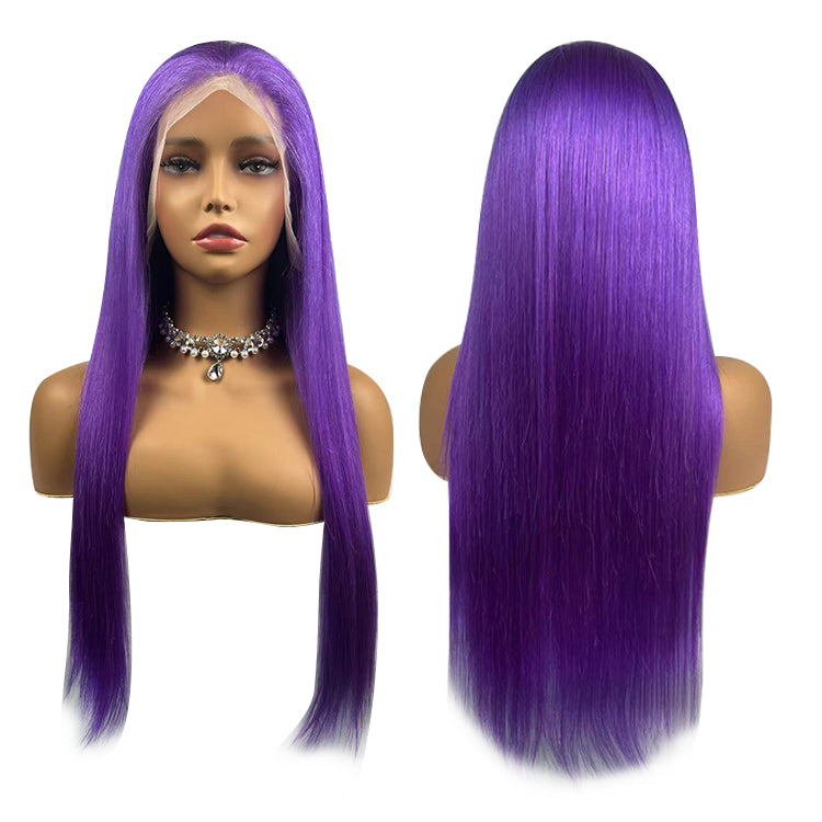 Hot Star 210% Density Purple Colored HD Transparent 13x4 13x6 Lace Front Human Hair Wig