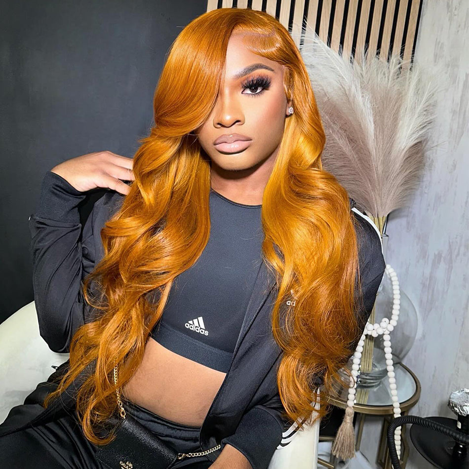 Hot Star 180% Density Customized Ginger Cuppa Colored 5x5 13x6 Lace Closure Front Wig  6x4 Ready Go Human Hair Wigs