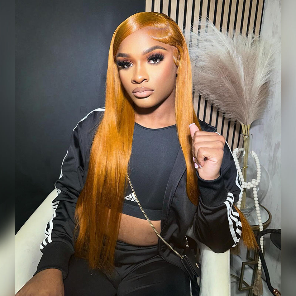 Hot Star 180% Density Customized Ginger Cuppa Colored 5x5 13x6 Lace Closure Front Wig  6x4 Ready Go Human Hair Wigs