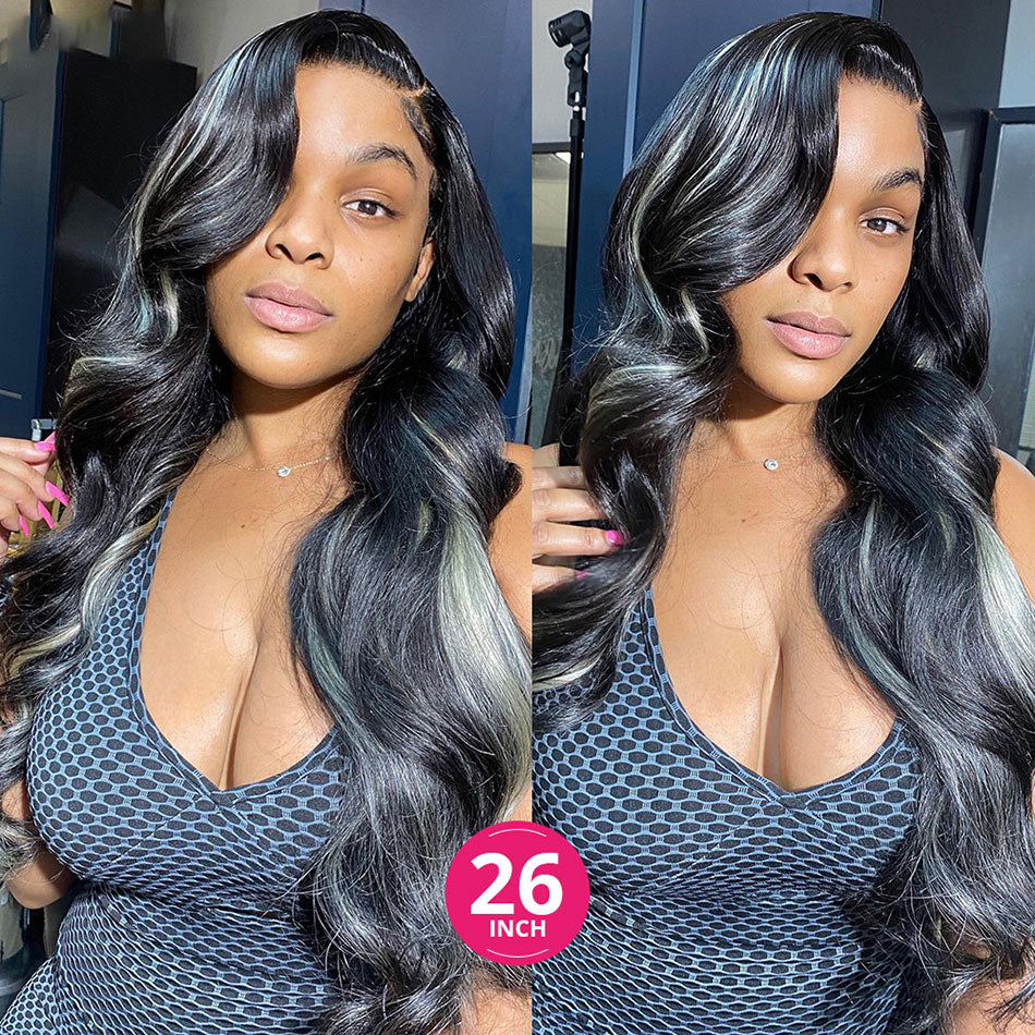 Hot Star 210% Density Balayage Platinum Blonde HD Transparent 13x4 13x6 Lace Front Human Hair Wig Body Wave