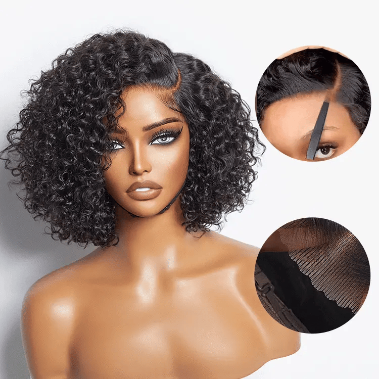 Classical Short Curly 6x5 Glueless Wigs Human Hair Ready To Wear Pre-Cut Lace