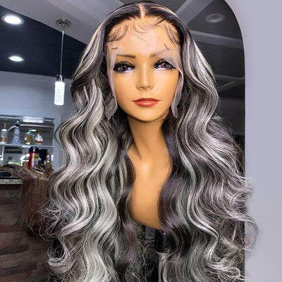 Hot Star 210% Density Balayage Platinum Blonde HD Transparent 13x4 13x6 Lace Front Human Hair Wig Body Wave