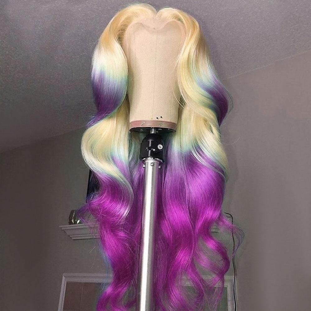 Hot Star 210% Density Ombre Blonde Colored 13x4 13x6 Lace Front Human Hair Wigs Body Wave