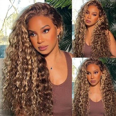 Hot Star 180% Density Highlight 4/27# Colored HD Transparent 5x5 13x6 Lace Closure Front Wig 6x4 Glueless Ready Go Human Hair Wig Water Wave