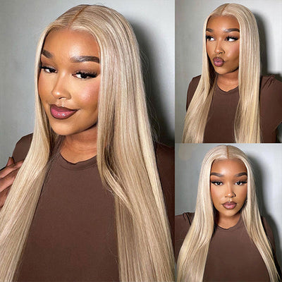 Hot Star 210% Density Ash Blonde Colored HD Transparent 13x4 13x6 Lace Front Human Hair Wig