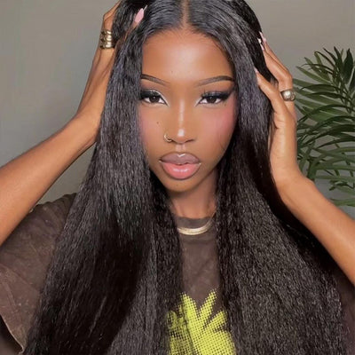 Hot Star 180% Density Melt Skin 5x5 13x6 Lace Front Closure Human Hair Wigs Yaki Kinky Straight