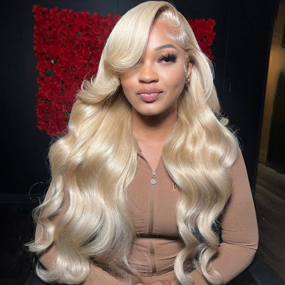 [2 Wigs 13x6 Lace]613 Blonde Colored +Natural Black Colored 13x6 Lace Front Human Hair Wig