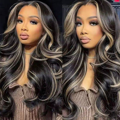 Hot Star Highlight 1B/27# Trendy Colored 6x5 Glueless 13x6 Lace Wig Ready To Wear Human Hair Wigs