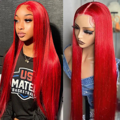 BOGO DEAL ! Hot Star Red Colored 13x6 Lace Front Human Hair Wigs