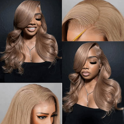 Hot Star 210% Density Customized Light Flaxen Brown Colored HD Transparent 13x6 Lace Front Human Hair Wig