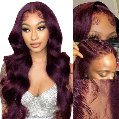 Hot Star 180% Density Dark Purple Colored 5x5 13x6 Lace Front Closure Wig 4x6 Glueless Ready To Go Human Hair Wig