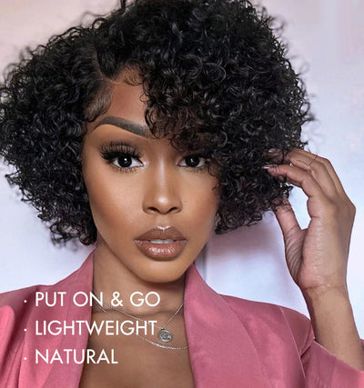 Classical Short Curly 6x5 Glueless Wigs Human Hair Ready To Wear Pre-Cut Lace