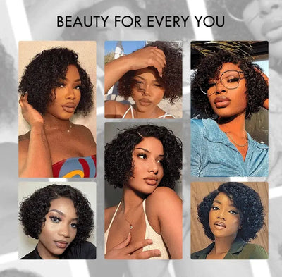 Classical Short Curly 6x5 Glueless Wigs Human Hair Ready To Wear Pre-Cut Lace