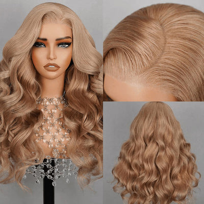 Hot Star 210% Density Customized Light Flaxen Brown Colored HD Transparent 13x6 Lace Front Human Hair Wig