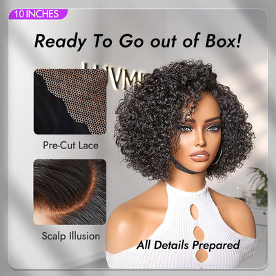 Classical Short Curly 6x5 Glueless Wigs Human Hair Ready To Wear Pre-Cut Lace
