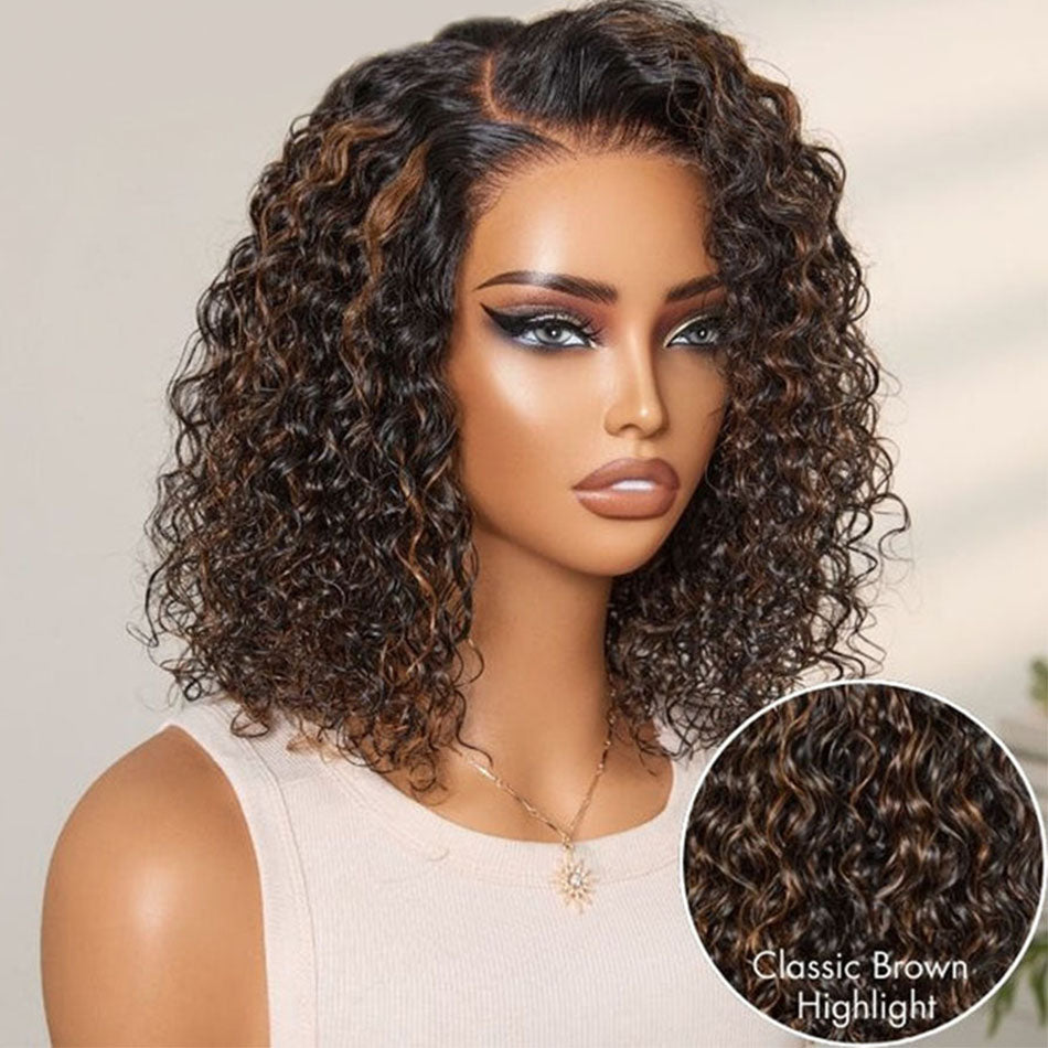 Hairstylist Works Elegant Asymmetric Ombre Brown Short Curly Colored ...