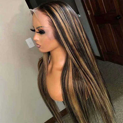 Hot Star 1B/27# Highlight Blonde Colored 5x5 13x6 Lace Front Closure Wig 4x6 Ready To Go Human Hair Wigs Straight