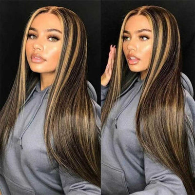 Hot Star 1B/27# Highlight Blonde Colored 5x5 13x6 Lace Front Closure Wig 4x6 Ready To Go Human Hair Wigs Straight