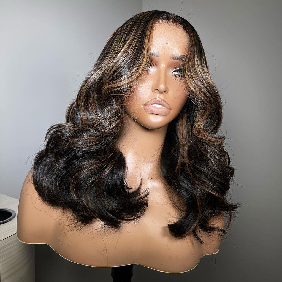 Hot Star Highlight Brown Weft Made 210% Density 6x5 Glueless Ready To Go Wig 13x6 Lace Front Human Hair Wig