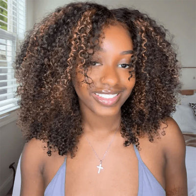 SUPER DEAL ! Hot Star Summer Style 6x5 HD Lace Glueless Kinky Curly Human Hair Wig 20 Inches