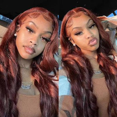 Hot Star Auburn Reddish Brown Colored 5x5 13x6 Lace Front Closure Wig 4x6 Glueless Ready To Wear Human Hair Wig Body Wave