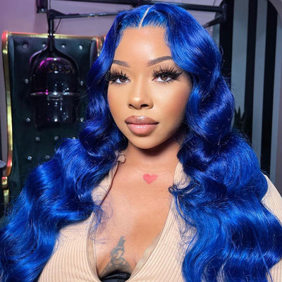 Hot Star 180% Density Blue Colored 13x4 13x6 HD Transparent Lace Front Human Hair Wigs