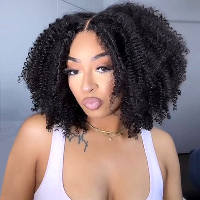 Hot Star Coily Curly Glueless Lace Human Hair Wigs Ready To Wear