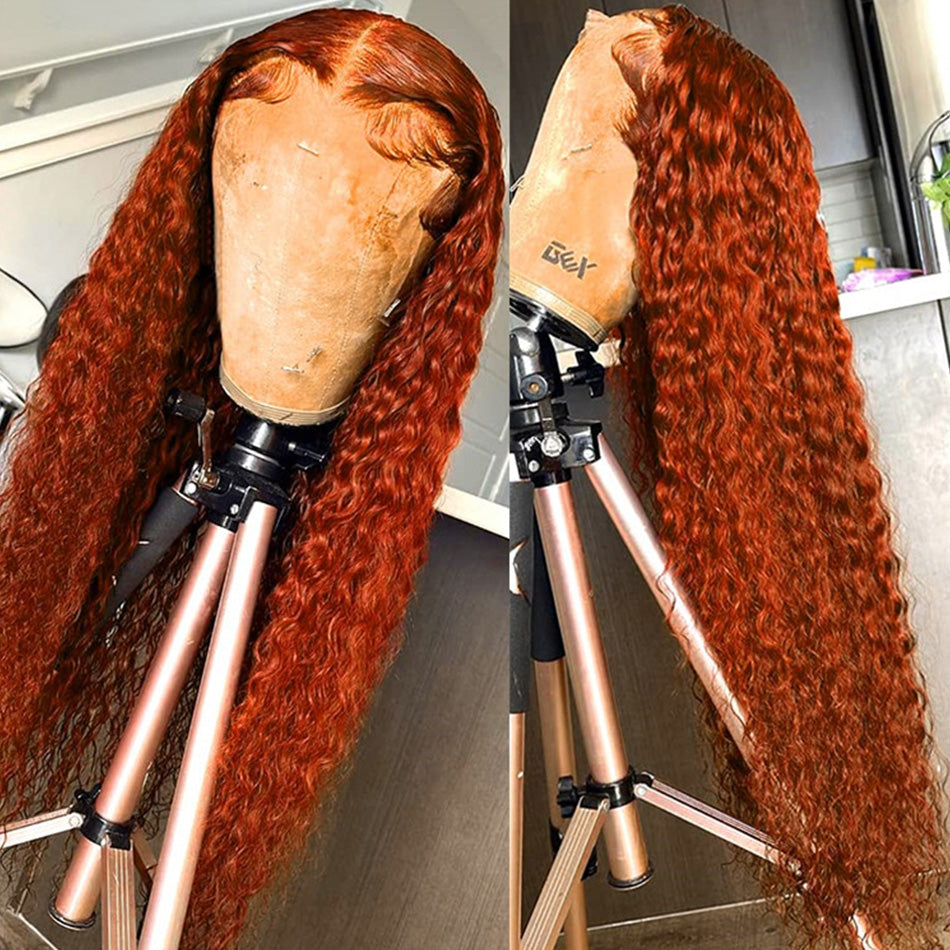 Hot Star 180% Density Ginger Orange Colored HD Transparent 5x5 13x6 Lace Closure Front Wig 6x4 Glueless Ready To Go Deep Wave Human Hair Wig