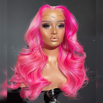 Hot Star Customized 180% Density Balayage Pink With Rose Colored 13x4 13x6 Lace Front Human Hair Wigs
