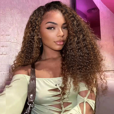 Hot Star 210% Density Highlight Brown Mixed Colored Undetectable HD 5x5 13x4 Full Lace Frontal Closure Straight Human Hair Wigs