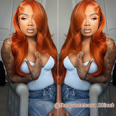 Hot Star Ginger Orange Colored 5x5 13x6 Lace Front Closure Wig 6x4 Glueless Ready To Wear Human Hair Wig