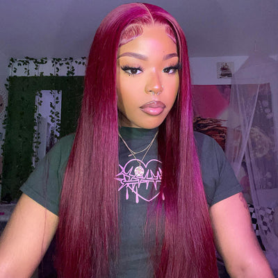 SUPER DEAL ! Hot Star 99J Burgundy HD Transparent 13x6 Lace Front Human Hair Wigs 6x5 Glueless Ready Go Wig