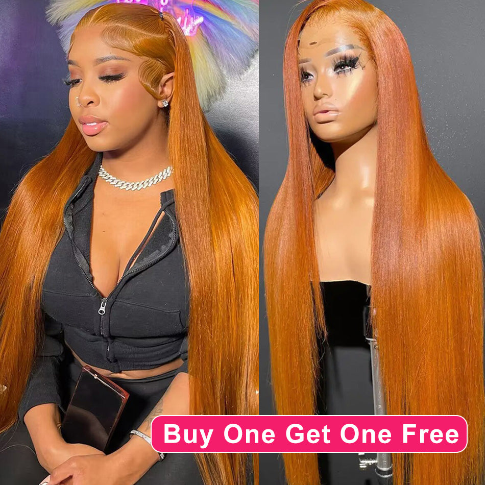 Bogo Deal ! Hot Star Ginger Colored HD Transparent 5x5 13x6 Lace Front Wig 6x4 Glueless Ready To Go Human Hair Wig