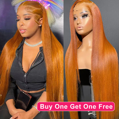 BOGO DEAL ! Hot Star Ginger Colored HD Transparent 13x6 Lace Front Wig 6x4 Glueless Ready To Go Human Hair Wig