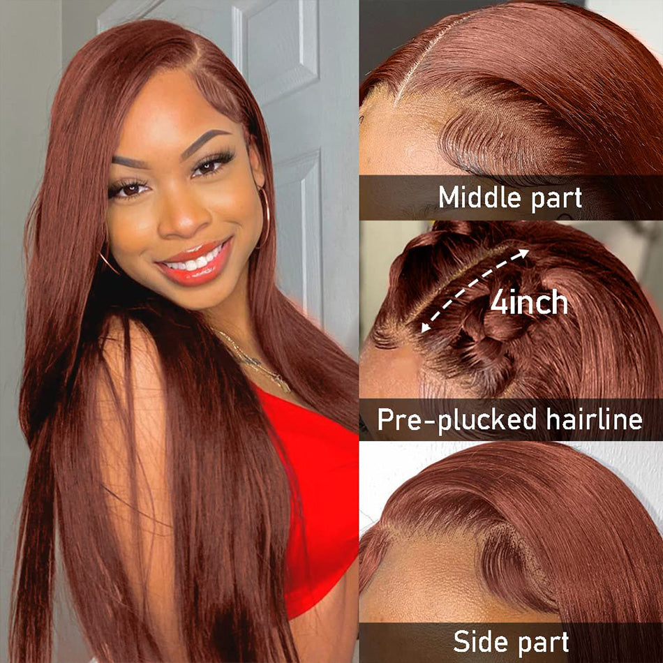 Hot Star Reddish Brown Colored 5x5 13x6 Lace Front Wig 6x5 Glueless Ready To Wear Human Hair Wigs