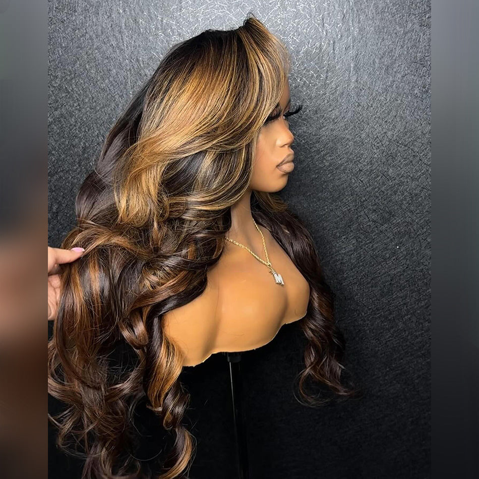 Hot Star Ombre Highlight Color #1B/30 HD Transparent 5x5 13x6 Lace Front Wig 6x4 Glueless Ready To Go Human Hair Wigs