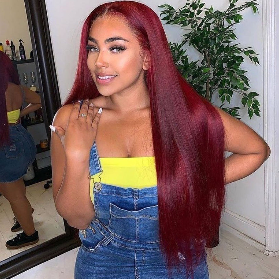 Bogo Deal ! Hot Star Burgundy 99j Colored HD Transaprent 13x6 Lace Front Wig 6x4 Lace Glueless Ready Go Human Hair Wigs