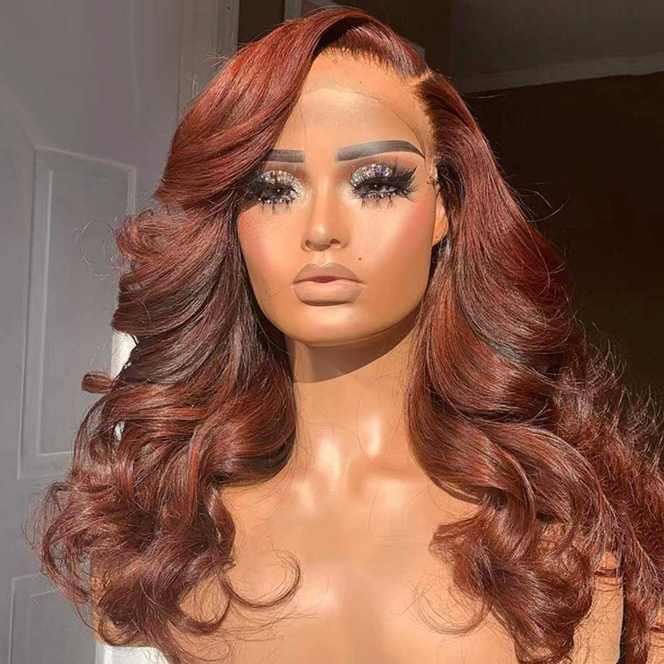 Hot Star Little Reddish Brown Colored 5x5 13x6 Lace Front Closure Wig 4x6 Glueless Ready To GoHuman Hair Wigs Body Wave