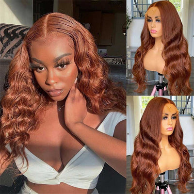 Hot Star Little Reddish Brown Colored 5x5 13x6 Lace Front Closure Wig 4x6 Glueless Ready To GoHuman Hair Wigs Body Wave