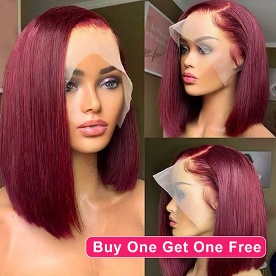 BOGO DEAL ! Hot Star Short BOB 99J Colored 13x4 Full Lace Frontal Human Hair Wigs