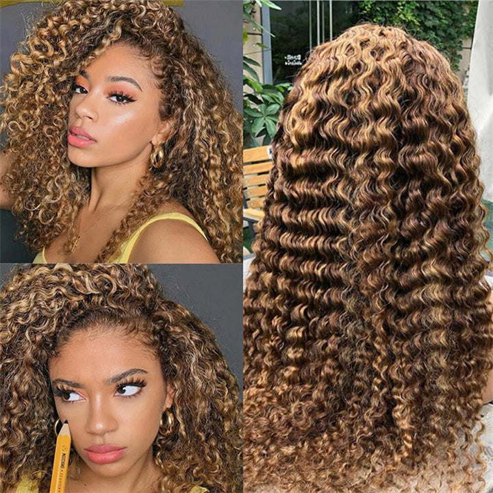 Hot Star Highlight 4/27# Colored 5x5 13x6 Lace Front Closure Wig 6x5 Glueless Ready To Wear Human Hair Wigs Deep Wave