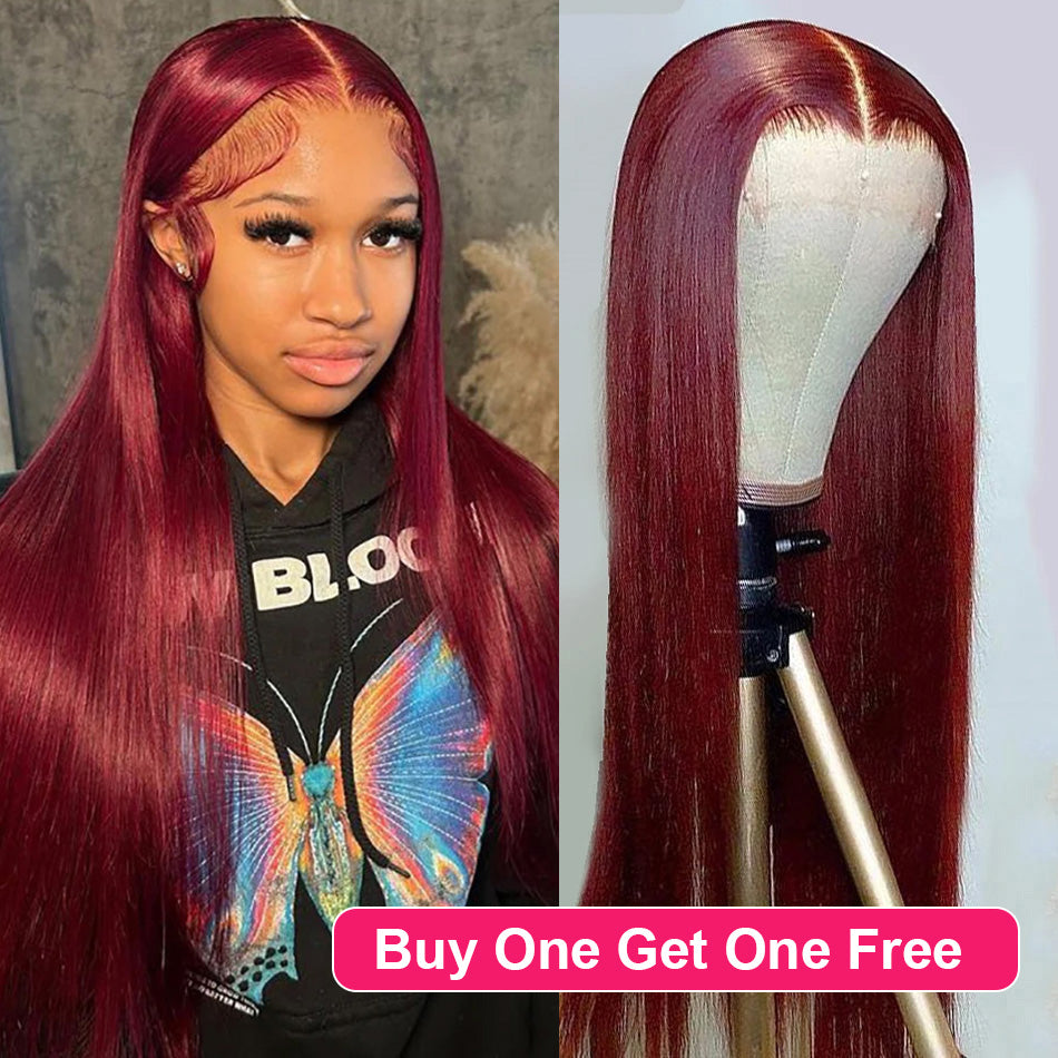 Bogo Deal ! Hot Star Burgundy 99j Colored HD Transaprent 13x6 Lace Front Wig 6x4 Lace Glueless Ready Go Human Hair Wigs