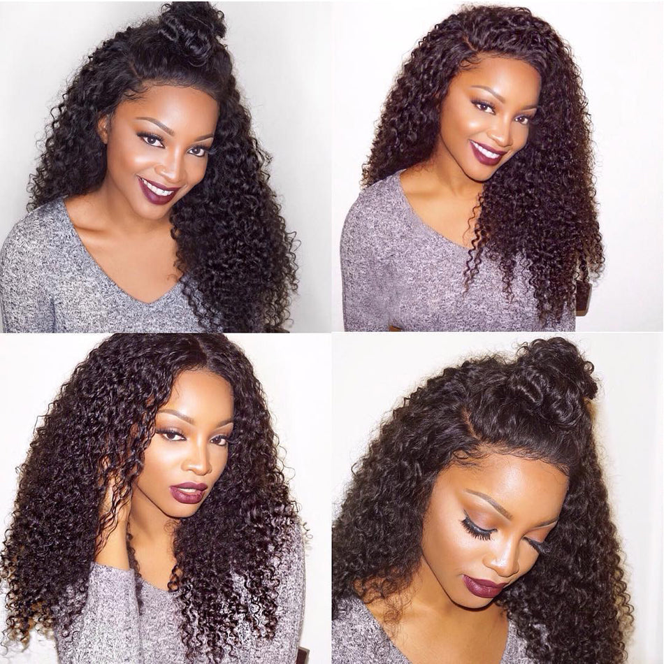 Hot Star Jerry Curly Human Hair 3 Bundles With 13x4 Full Frontal Lace 100% Remy Human Hair
