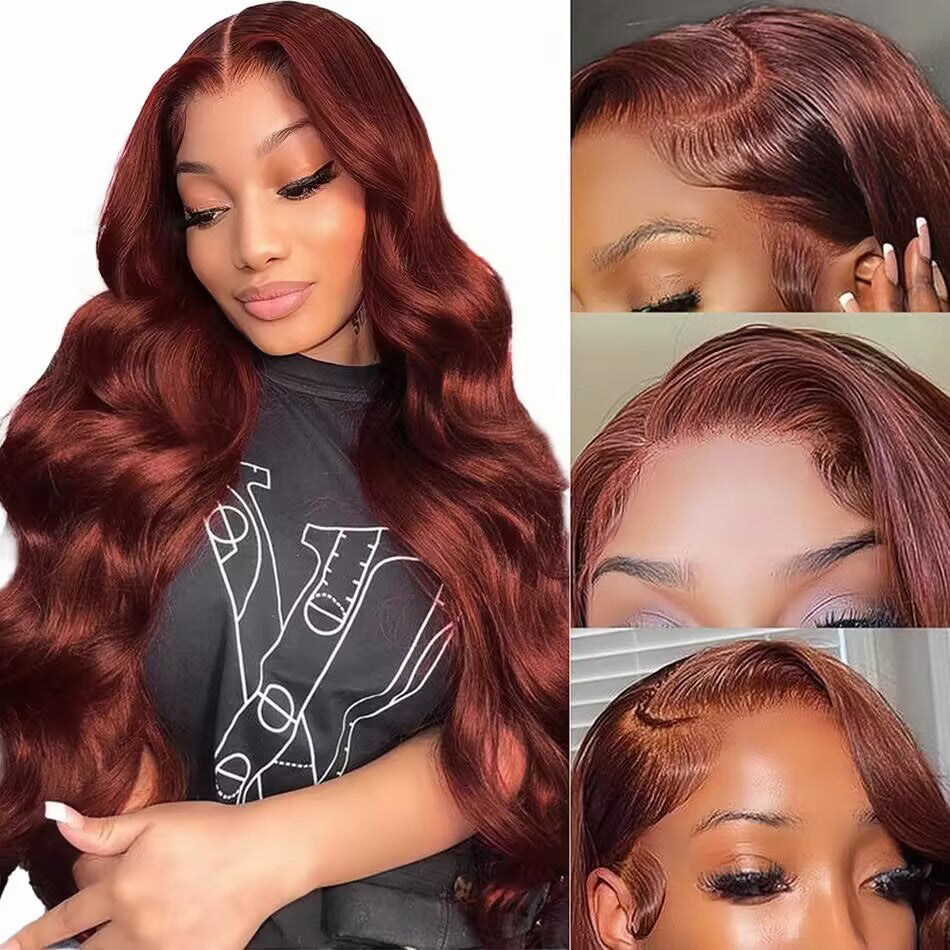 BOGO DEAL ! Hot Star Reddish Brown Color 13x6 Lace Front Human Hair Wig Body Wave