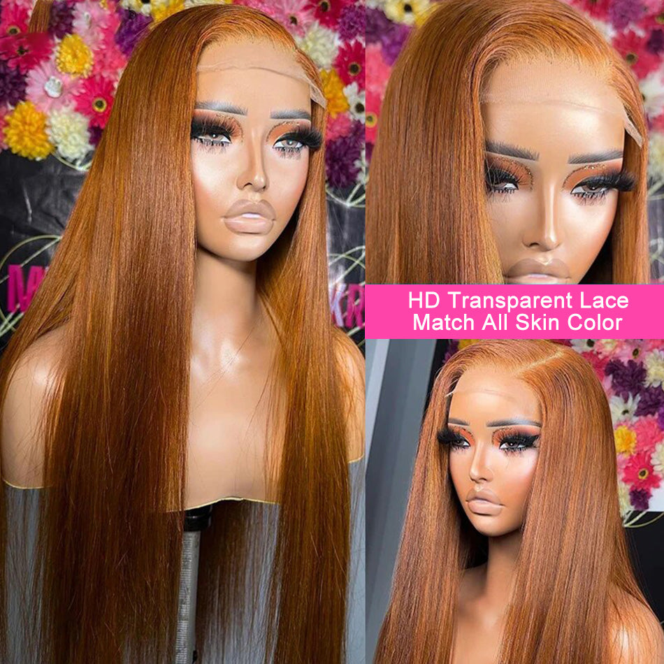 BOGO DEAL ! Hot Star Ginger Colored HD Transparent 13x6 Lace Front Wig 6x4 Glueless Ready To Go Human Hair Wig