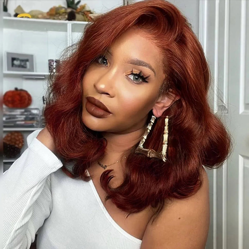 Hot Star Reddish Brown Colored 13x6 Lace Front Wig 6x4 Glueless Lace Ready To Go Human Hair Wigs Body Wave