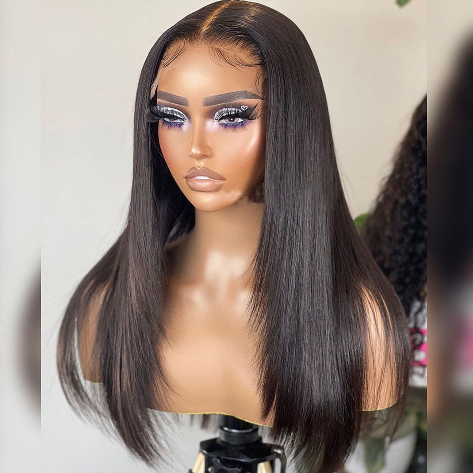 Hot Star Layered Cut HD Transparent 5x5 13x6 Lace Closure Front Wig Straight 4x6 Ready To Go Human Hair Wigs