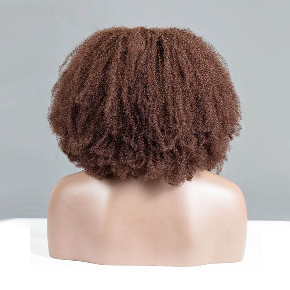 Hot Star Coily Kinky Curly Brown Colored 3 In 1 Half Wig ( Can be weared in half wig / headband wig / ponytail )
