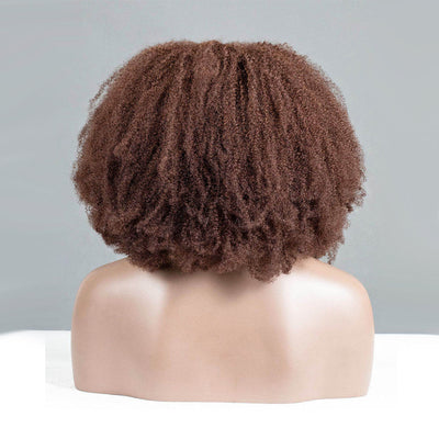 Hot Star Coily Kinky Curly Brown Colored 3 In 1 Half Wig ( Can be weared in half wig / headband wig / ponytail )