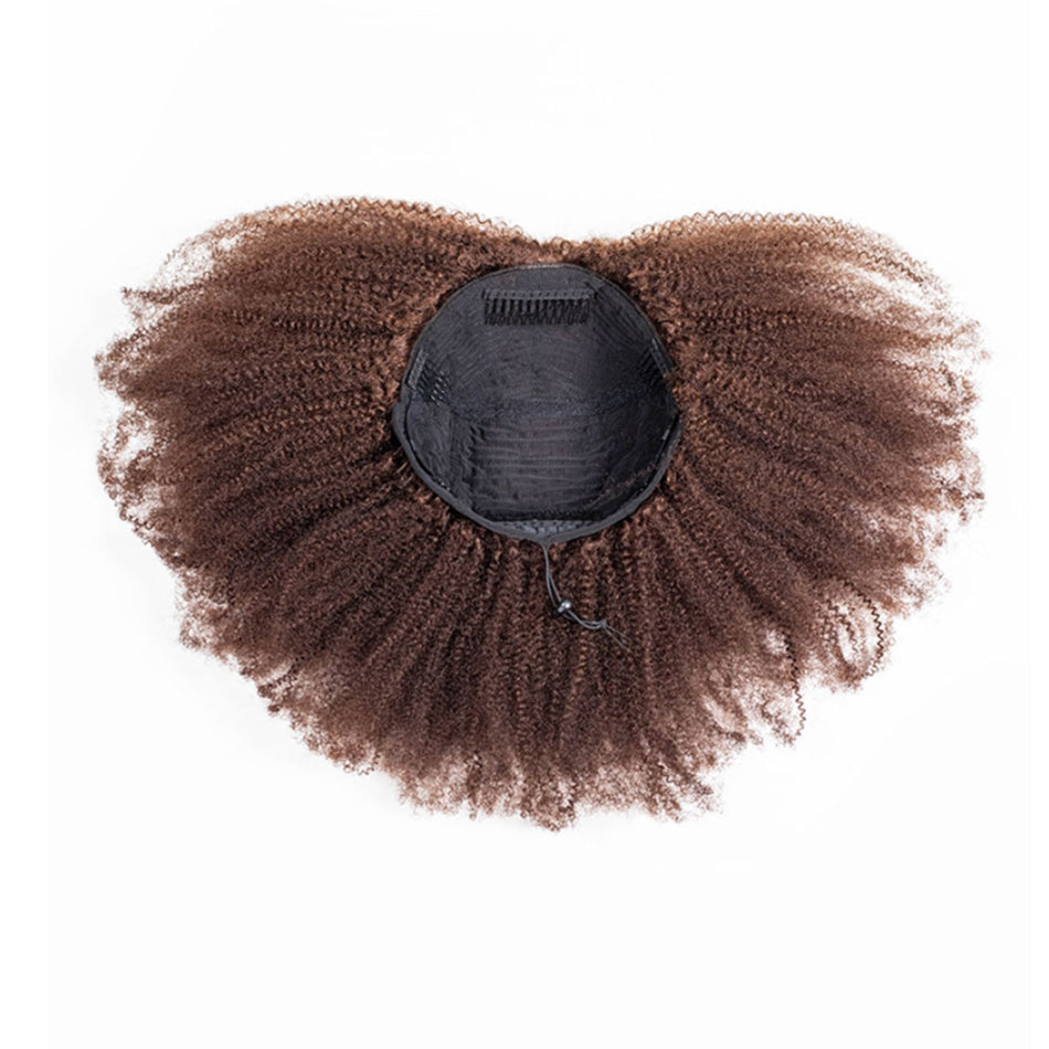 Hot Star Coily Kinky Curly Brown Colored 3 In 1 Half Wig ( Can be weared in half wig / headband wig / ponytail )